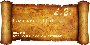 Lazarovits Etel névjegykártya